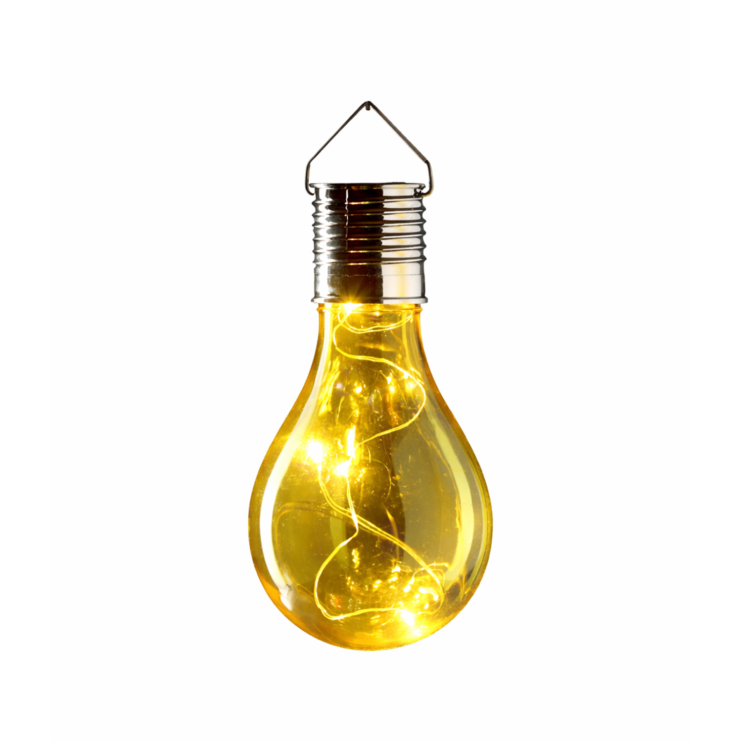 LED Solar Glühbirnen GLOW - warmweiße LED Drahtlichterkette - H: 14cm - Lichtsensor - buntes 4er Set