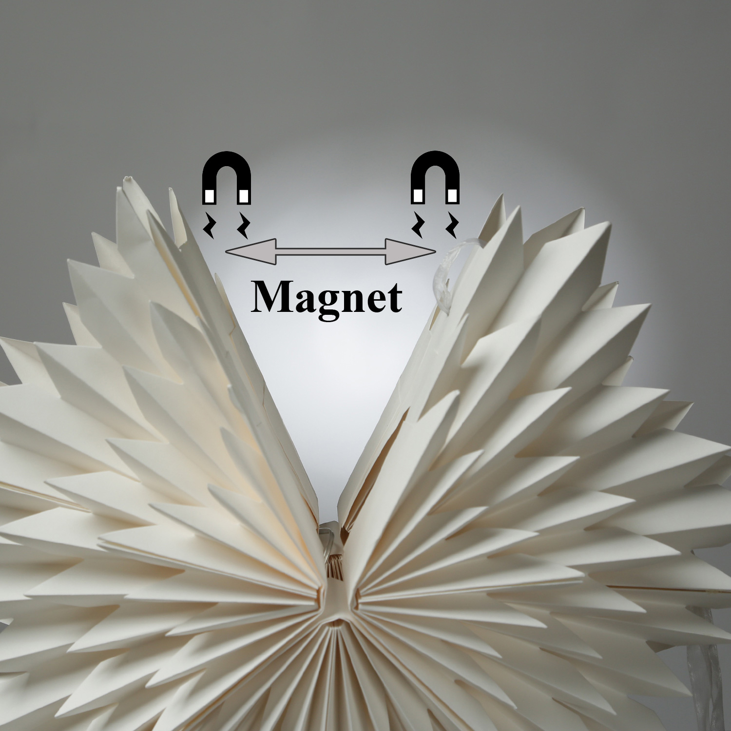 LED Papierstern EISBLUME - hängend - inkl. Kabel und LED Leuchtmittel - Timer - D: 60cm - weiß