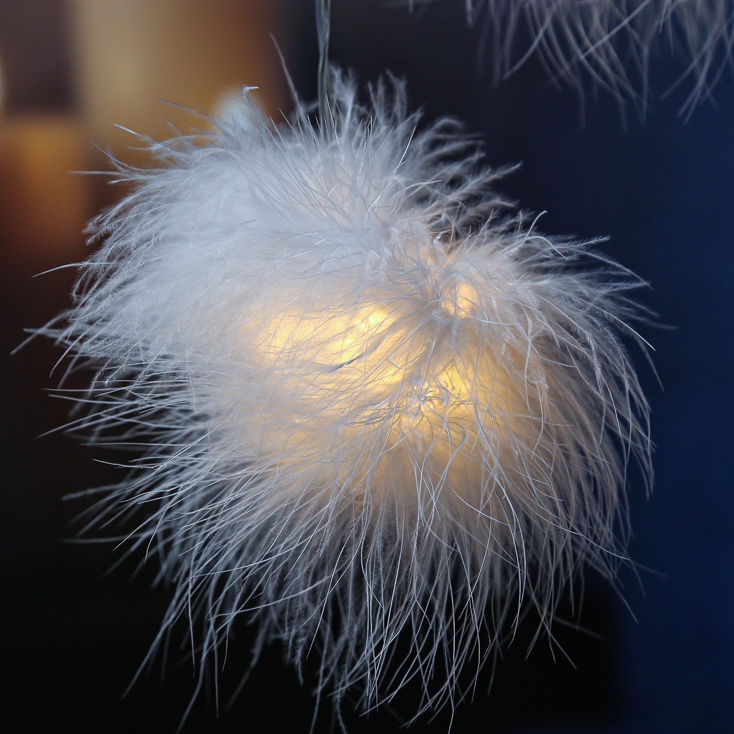 LED Lichterkette SCHNEEBÄLLE - 26 warmweiße LED - L: 10m - Trafo - für Innen - weiß