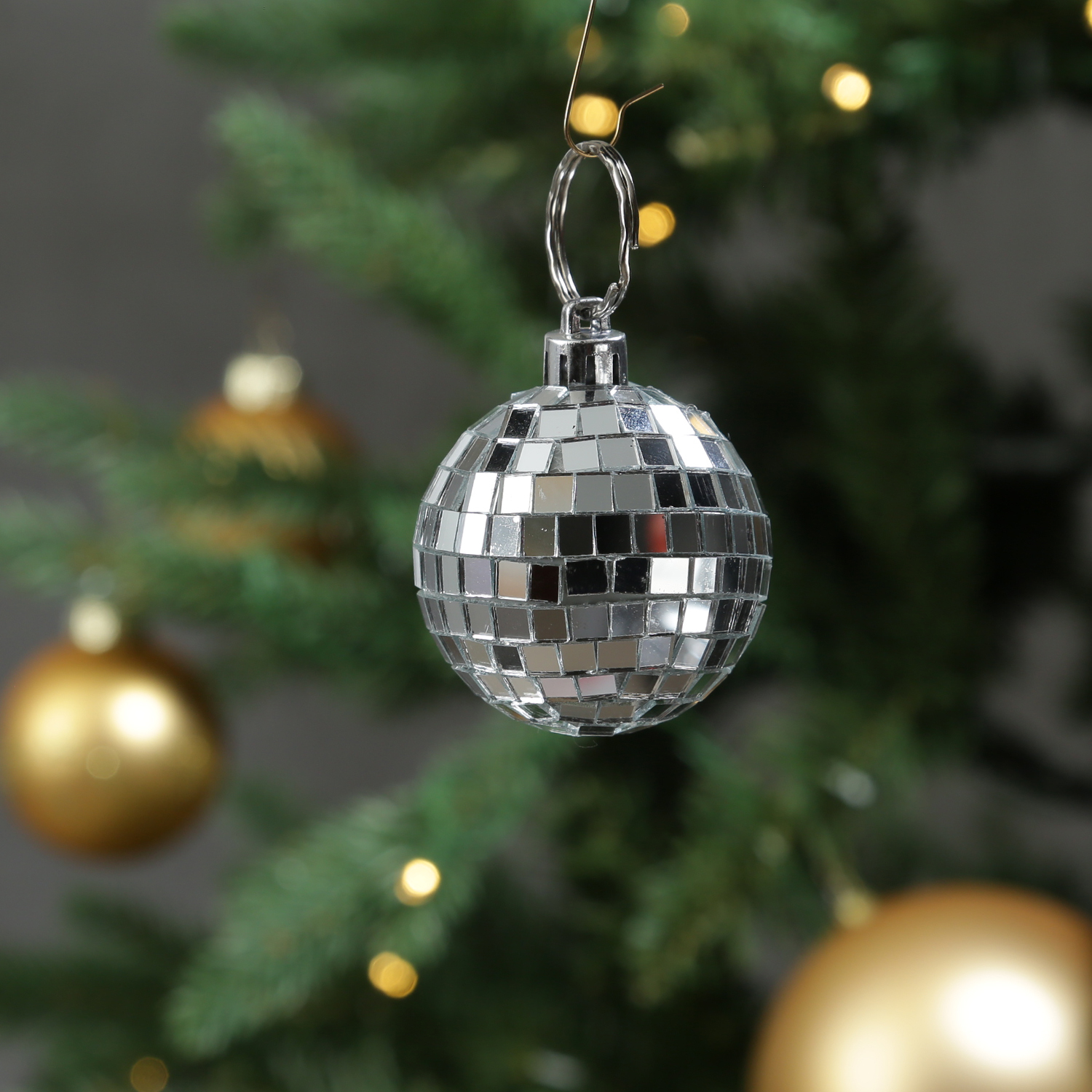 Christbaumschmuck Discokugel - Spiegelkugel - Weihnachtskugel - 5x5mm Spiegel - D: 5cm - silber