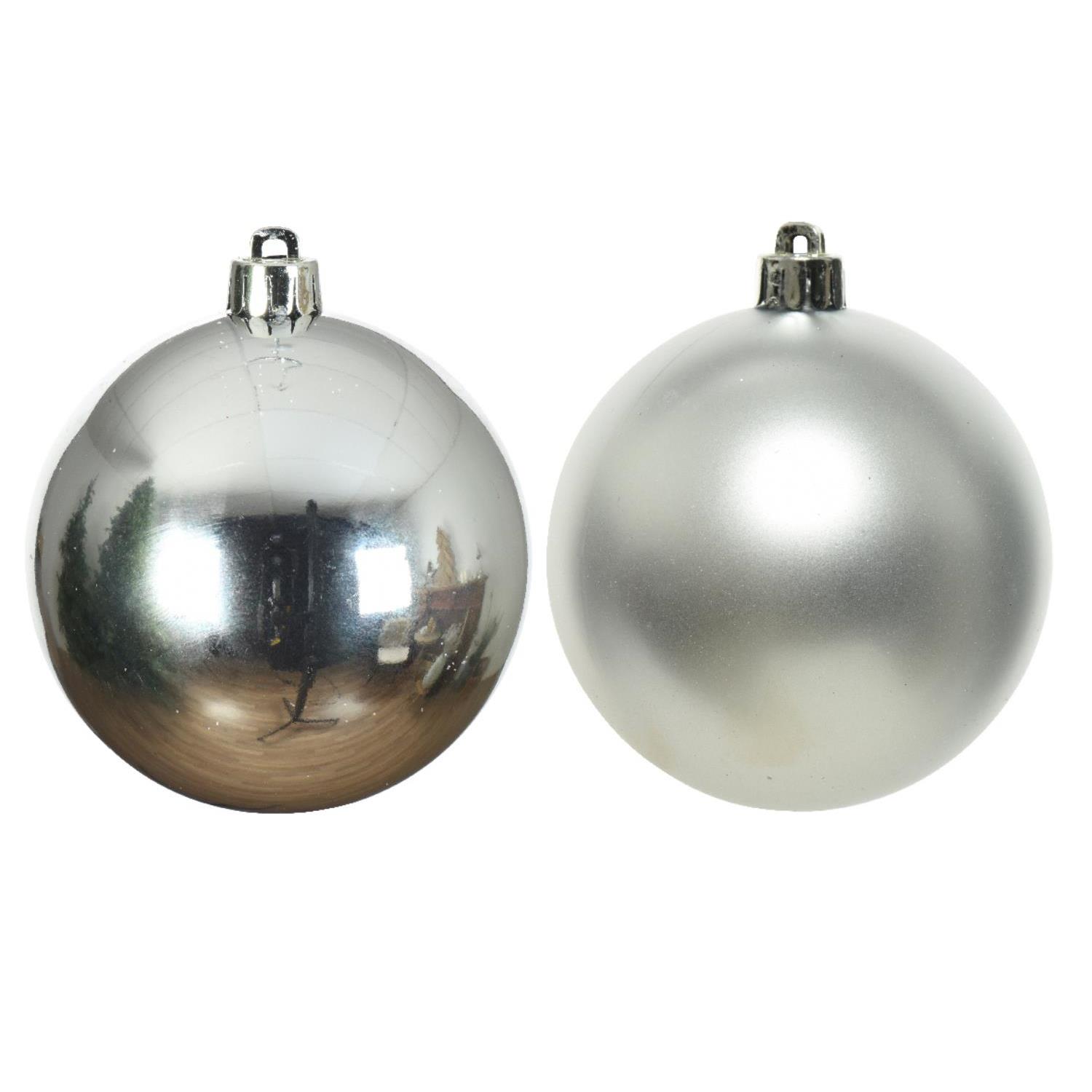 Christbaumkugel - Weihnachtsbaumkugel - Glas - D: 8cm - glänzend und matt - silber - 6er Set Christbaumkugel - Weihnachtsbaumkugel - Glas - D: 8cm - glänzend und matt - silber - 6er Set