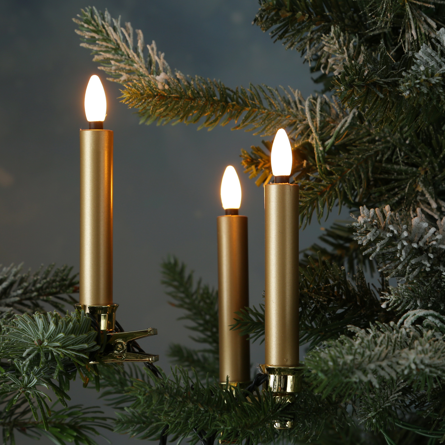 LED Kerzenlichterkette - 16 Christbaumkerzen - Weihnachtsbaumlichterkette - L: 6m
