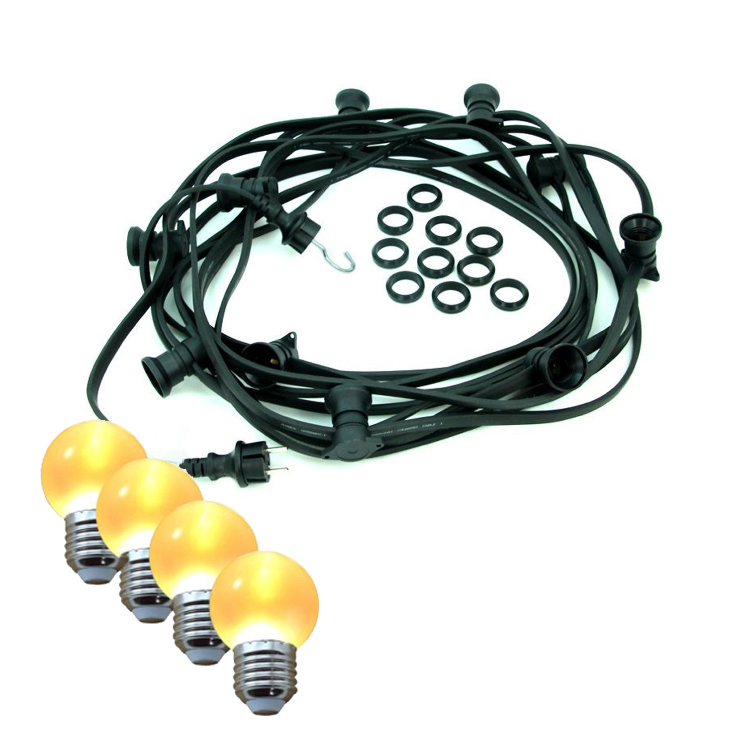 Illu-/Partylichterkette BLACKY 30m - Außenlichterkette schwarz - 30 ultra-warmweiße LED Kugeln