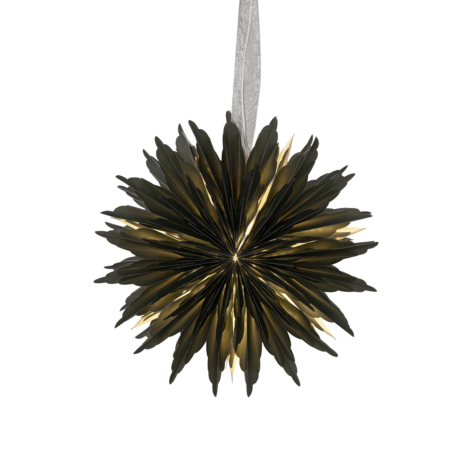 Papierstern EISBLUME - hängend - D: 40cm - mit Band - grün