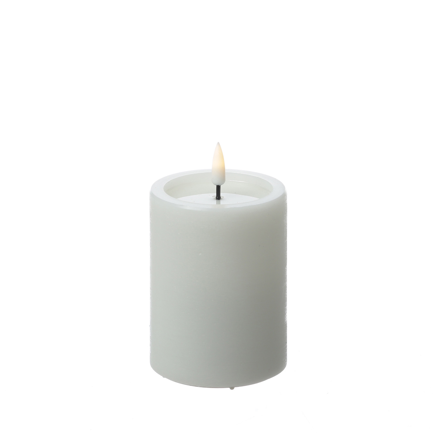 LED Kerze UNIQUE - Rustik-Optik - Echtwachs - H: 10cm - D: 7,5cm - bis zu 1500 Std. - weiß