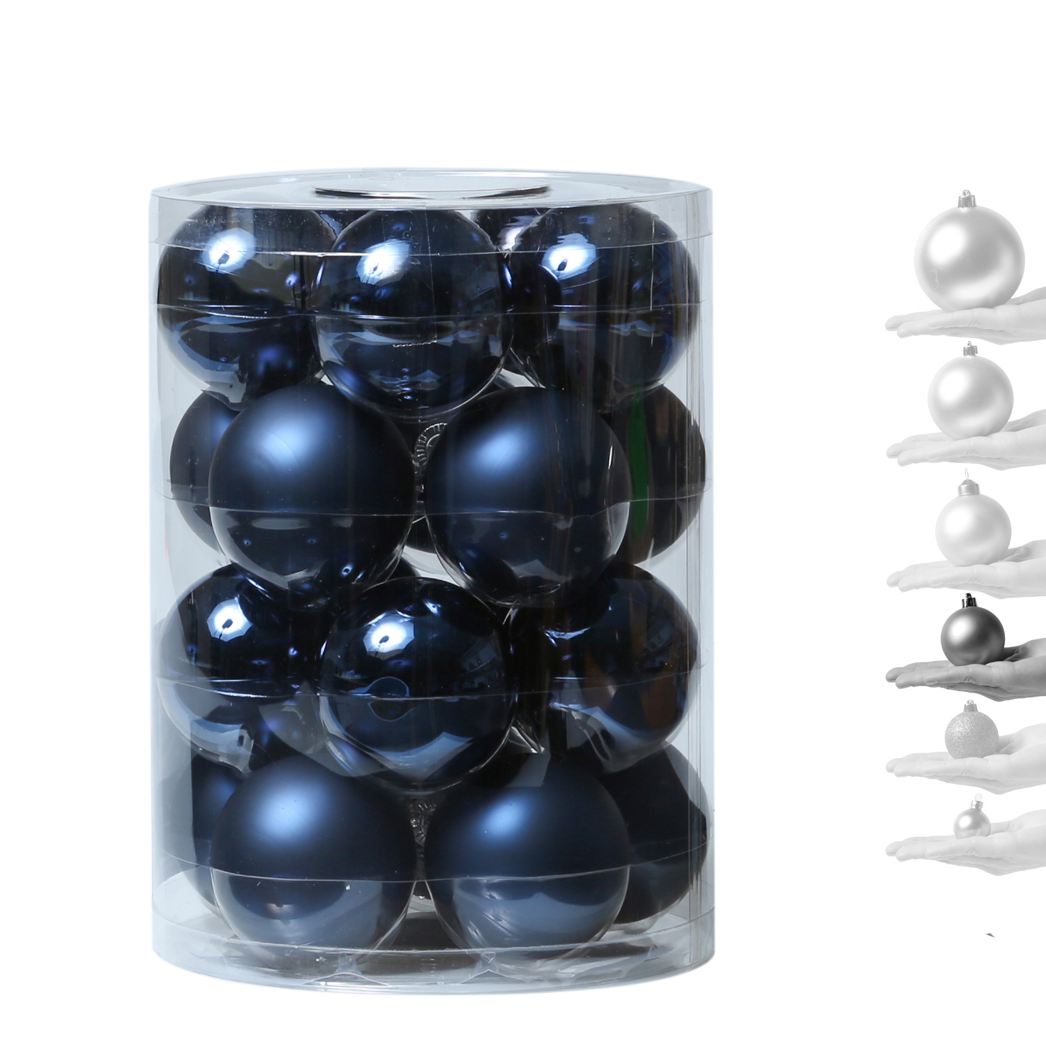 Christbaumkugel - Weihnachtsbaumkugel - Glas - D: 6cm - glänzend und matt - dunkelblau - 20er Set