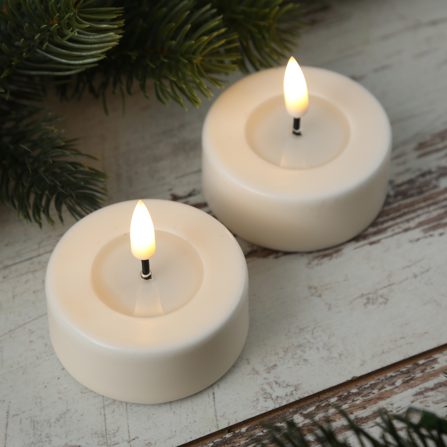 LED Teelichter MIA - realistische 3D Flamme - D: 6,1cm - Batteriebetrieb - creme - 2 Stück