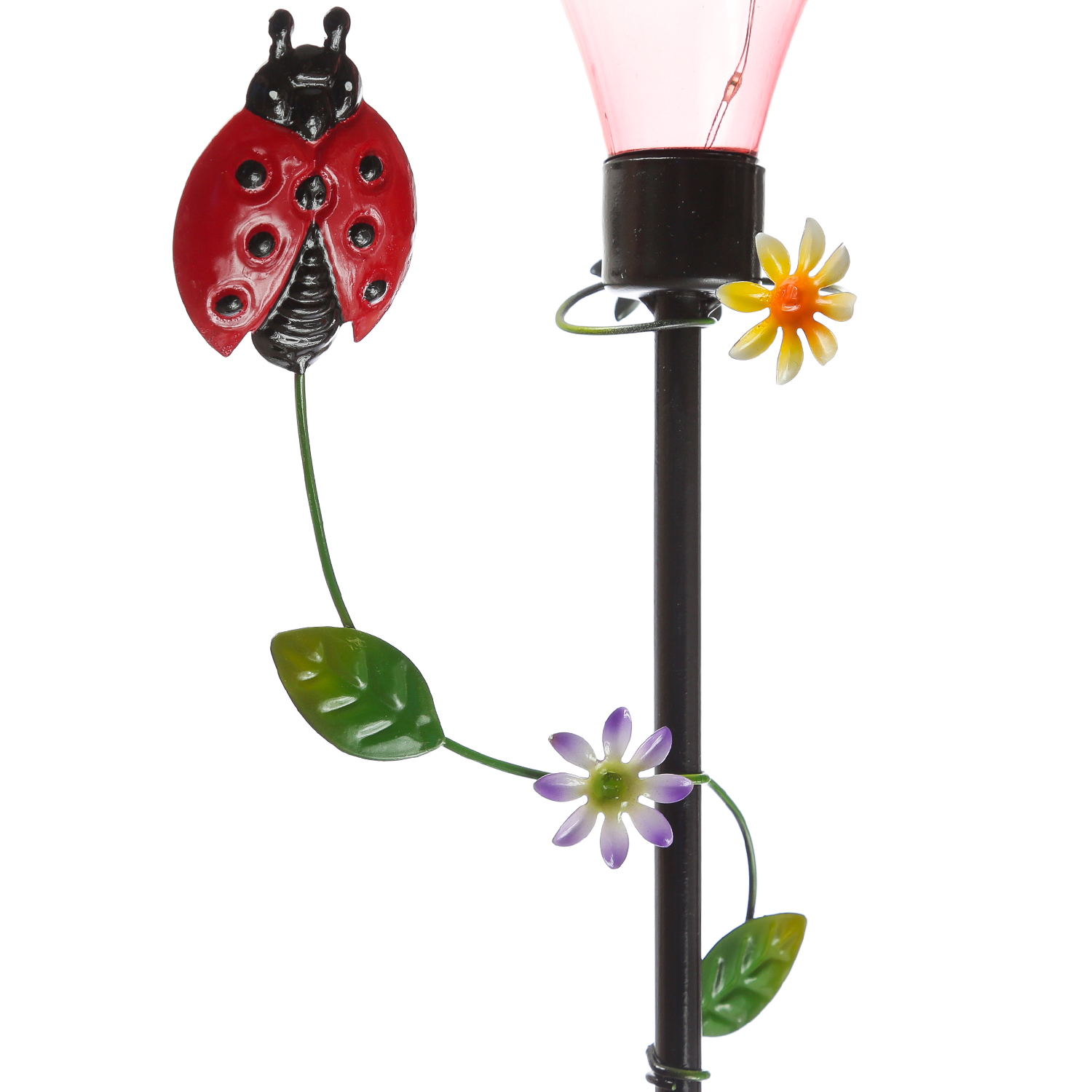 LED Solar Gartenstecker Glühbirne mit Marienkäfer - 5 warmweiße LED - H: 84cm - Lichtsensor