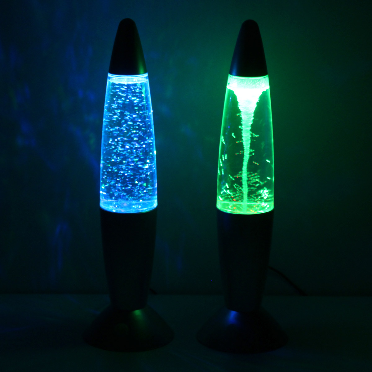 ROCKET LAMP - Lavampe - Glitzer RGB - Touchsensor - H: 36cm - wirbelnde Glitzerstückchen - silber