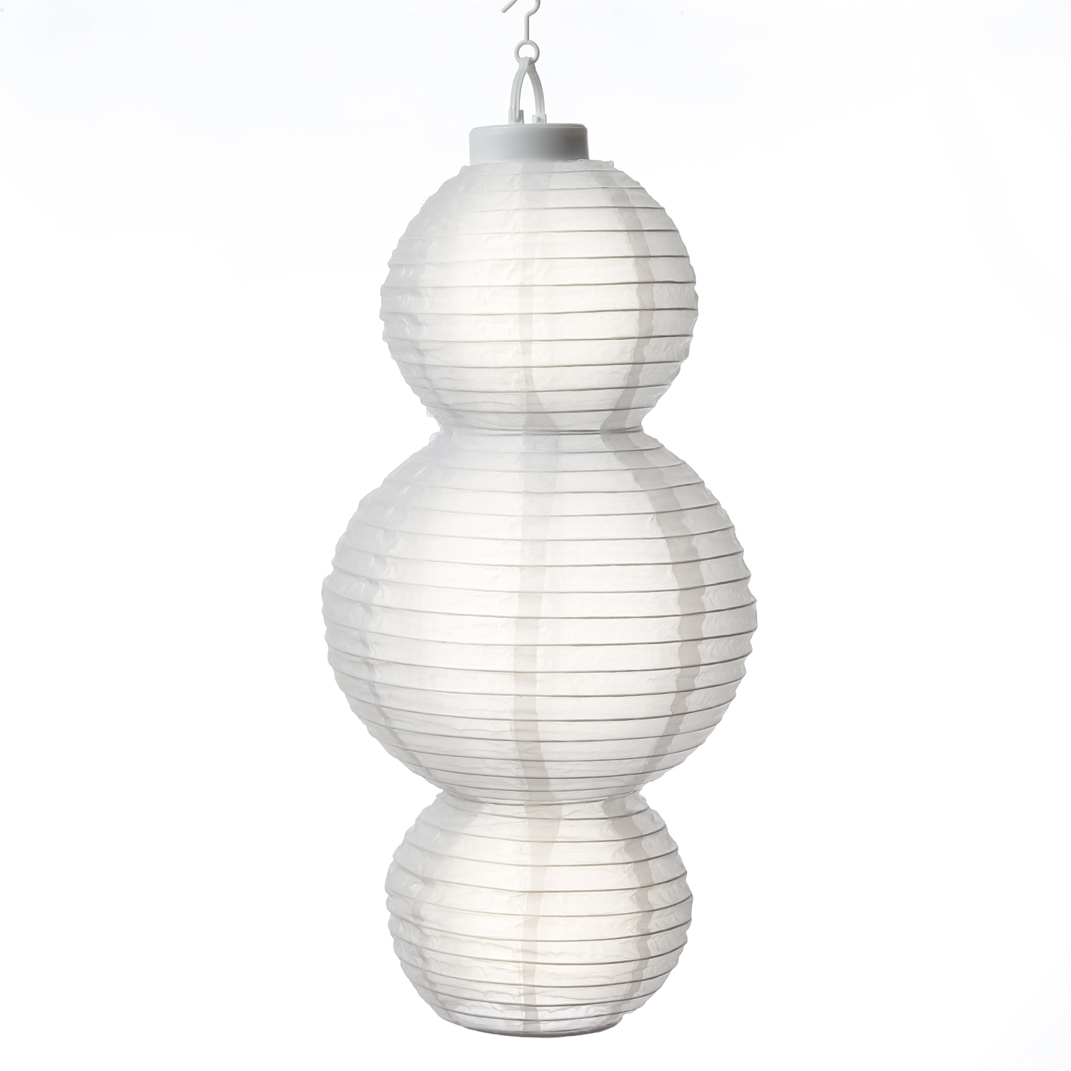 XL LED Solar Lampion - Laterne - 15 warmweiße LED an Lichterkette - H: 60cm - Lichtsensor - weiß