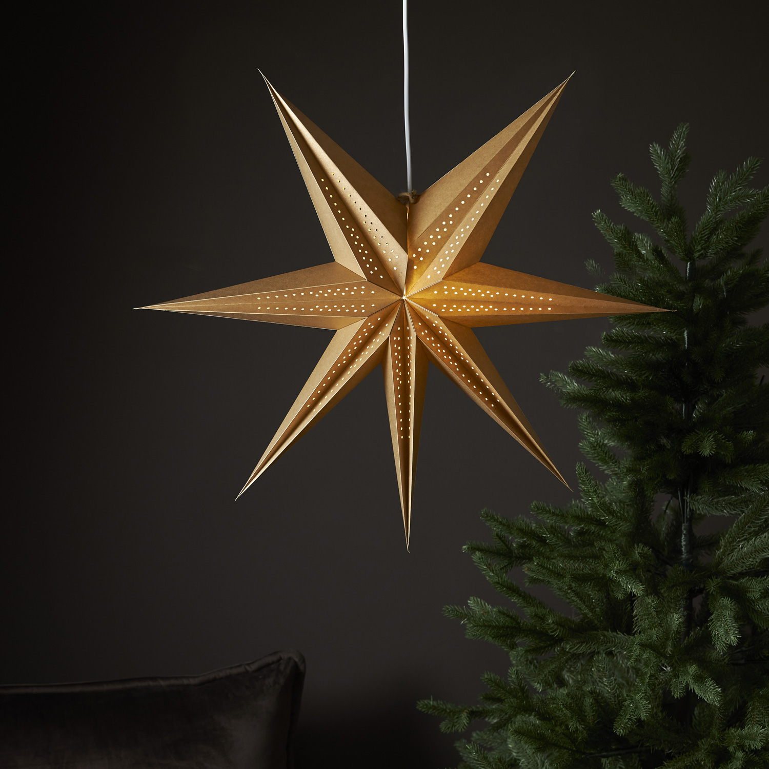 Papierstern POINT - hängend - 7-zackig - D: 60cm - gold