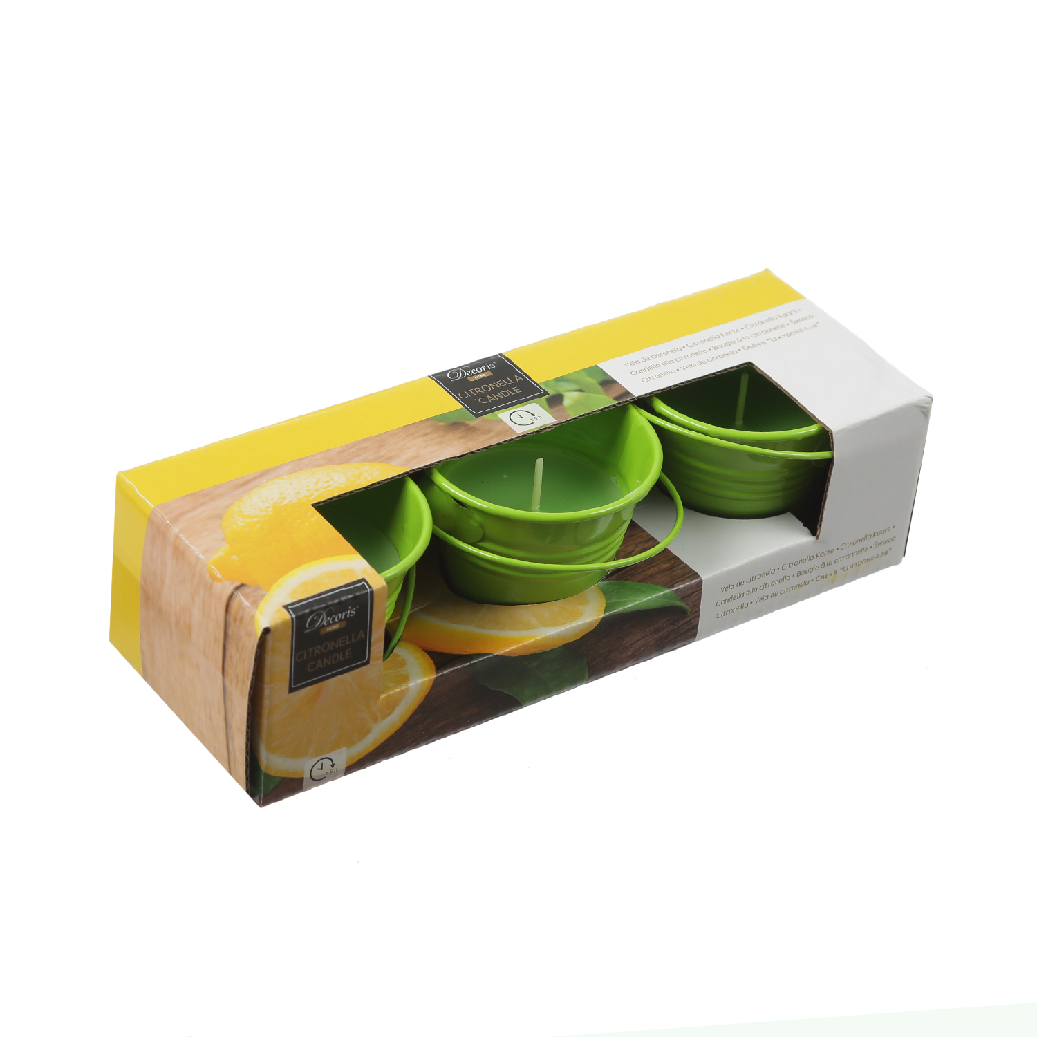 Duftkerzen CITRONELLA - Outdoor Kerzen im Metalleimer - H: 5,5cm - grün - 3er Set