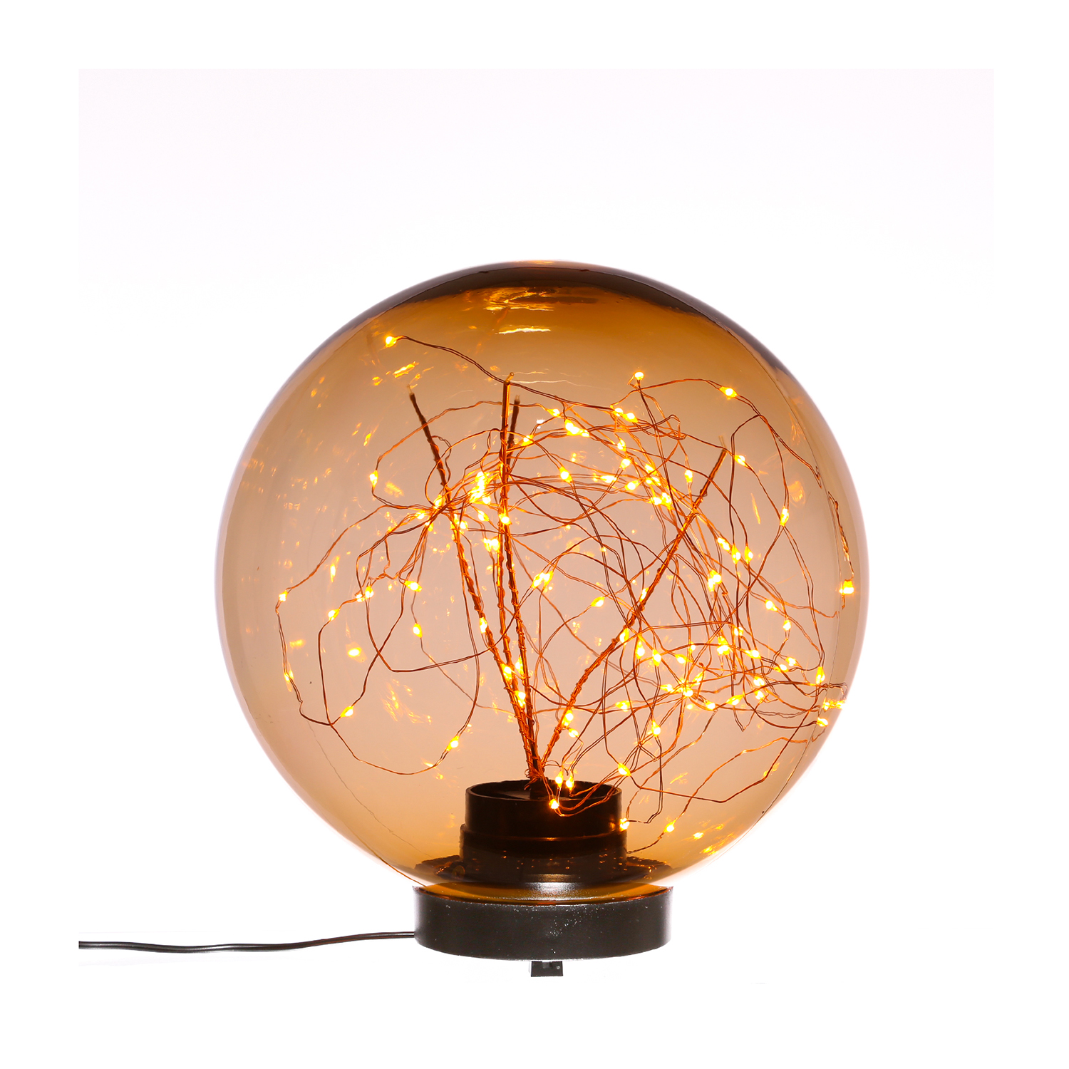 LED Kugel mit Drahtlicherkette - stehend - 80 bernsteinfarbene LED - D: 20cm - f. Außen - amber LED Kugel mit Drahtlicherkette - stehend - 80 bernsteinfarbene LED - D: 20cm - f. Außen - amber
