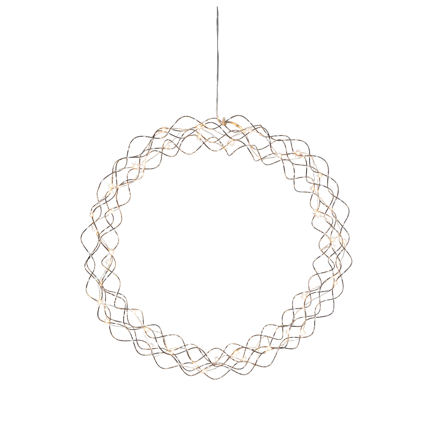 LED-Kranz "Curly" - 50 warmweiße LED - D: 45cm - Material: Metall - silber