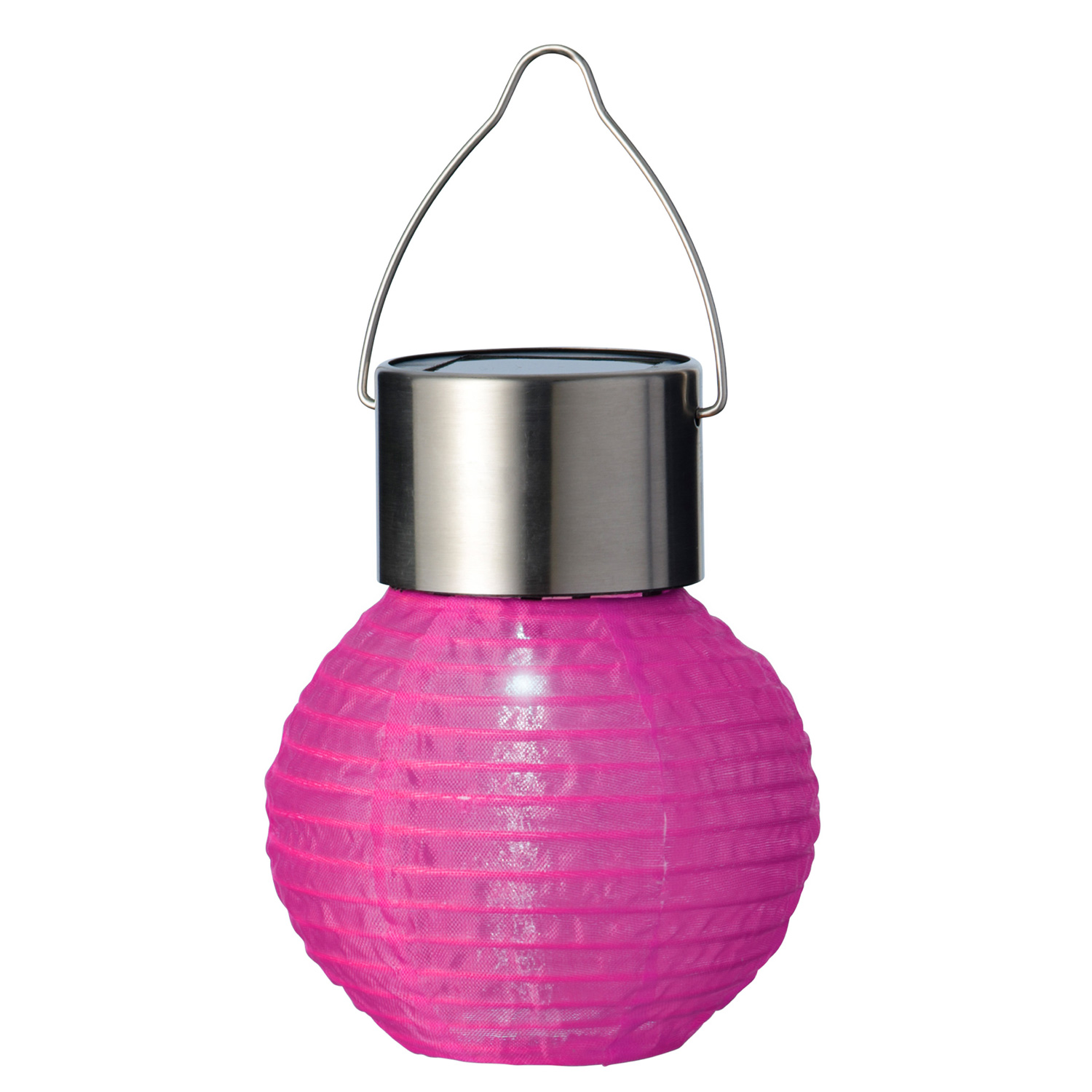 LED Solar Mini Lampion - kaltweiße LED - H: 9,5cm - D: 7cm - Lichtsensor - pink