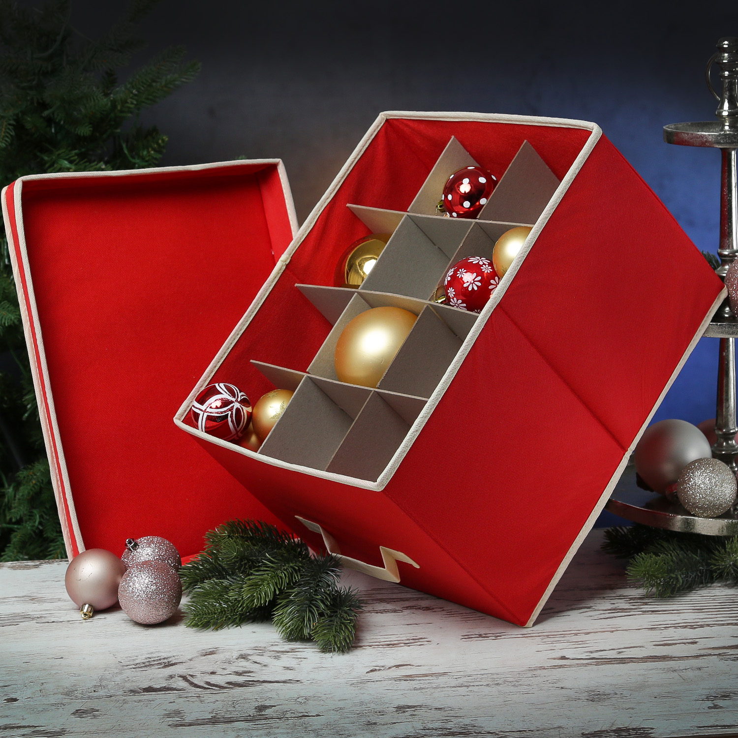 Weihnachtskugelbox - mit Trays für 24 Christbaumkugeln - Aufbewahrungsbox für Baumkugeln