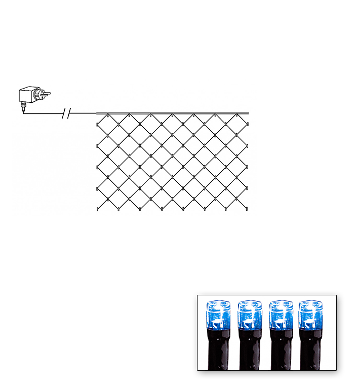 LED-Lichternetz | Serie LED | Outdoor | Schwarzes Kabel | blaue LED | 1.00 m x 2.00m | 90x LEDs