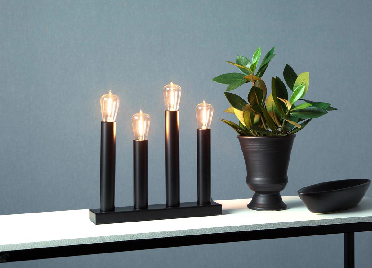 LED Tischleuchte - Standleuchte "Glans" - E14 - inkl. Leuchtmittel - H: 28cm, L: 27cm - schwarz