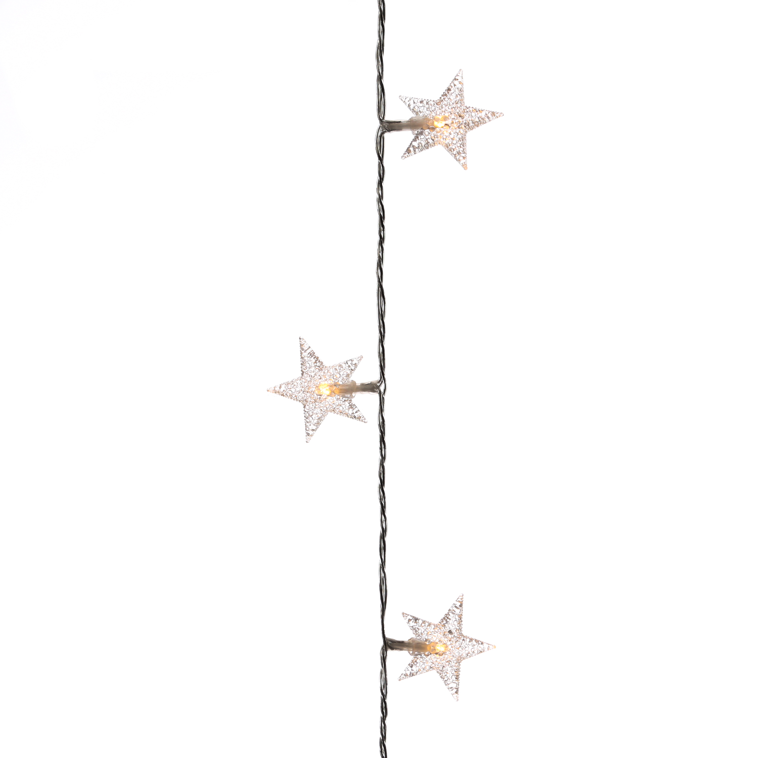 LED Lichterkette Sterne - 100 warmweiße LED - L: 9,9m - Trafo - für Innen - transparent