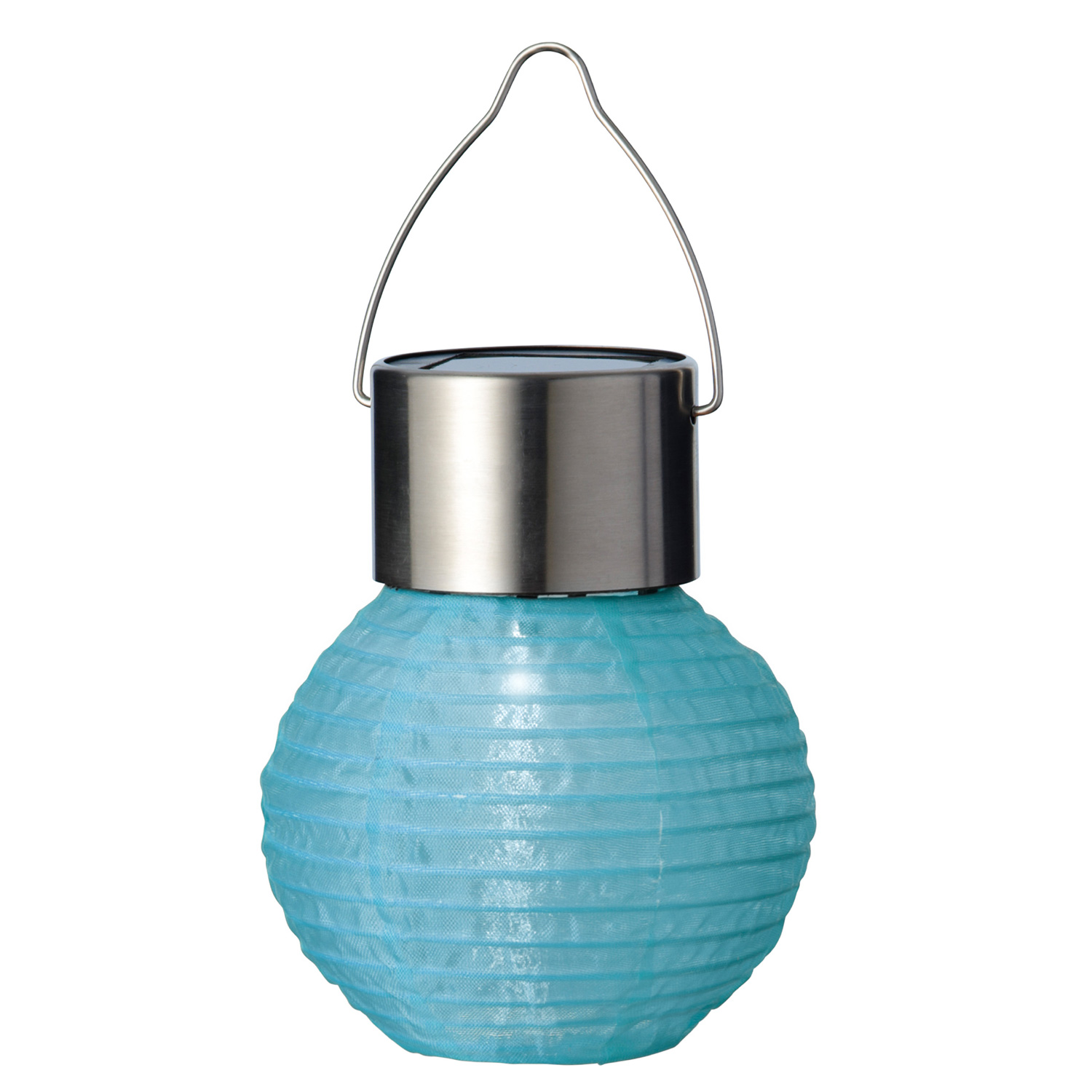 LED Solar Mini Lampion - kaltweiße LED - H: 9,5cm - D: 7cm - Lichtsensor - blau