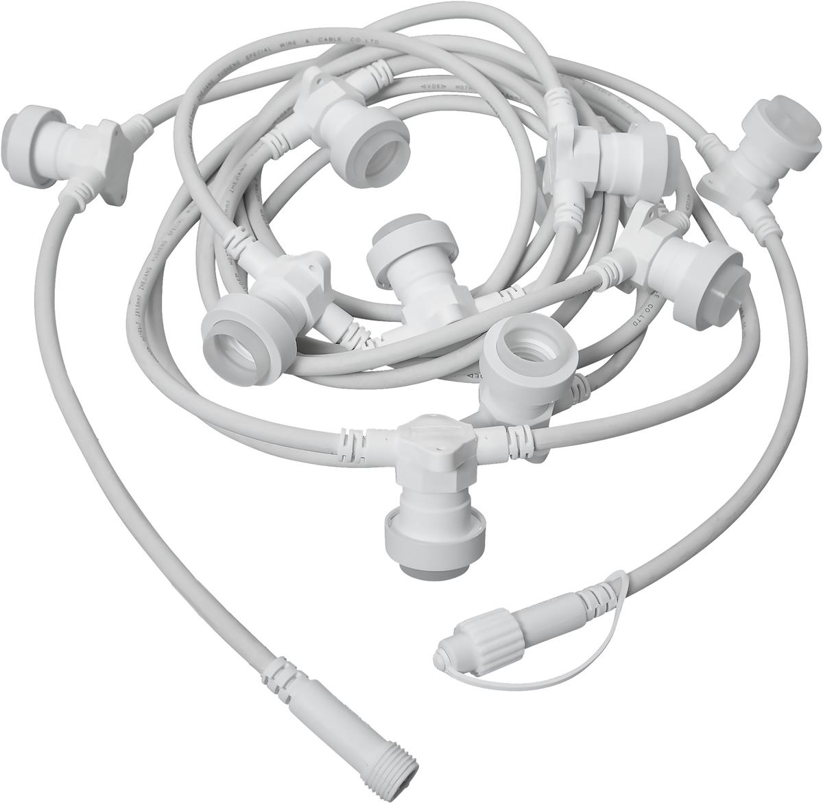 Komplettset CONNECTA WHITE - Lichterkette 7,35m+5m Zuleitung - 10 x Edison Leuchtmittel - IP44