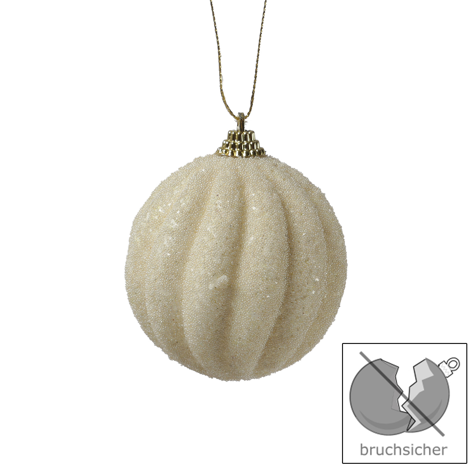 Christbaumkugeln - Weihnachtsbaumkugeln - bruchfest - D: 8cm - 2 Designs - creme - 12er Set