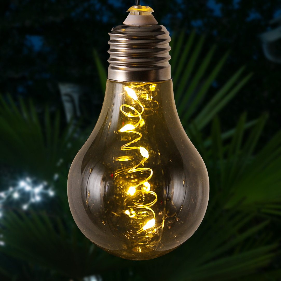 LED Solar Lichterkette GLOW - Glühbirnen mit Drahtlichterkette - 2 Funktionen - 4,5m - rauchig grau LED Solar Lichterkette GLOW - Glühbirnen mit Drahtlichterkette - 2 Funktionen - 4,5m - rauchig grau