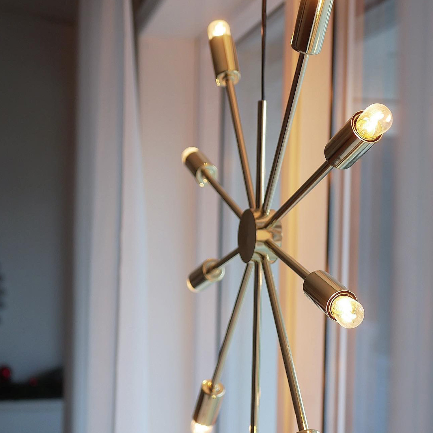Hängeleuchte/Sternleuchte "PIX" - 9 Sockel - E14 Fassung - H: 56cm, L: 50cm - goldfarben