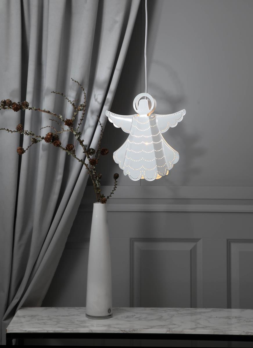 Messingengel "Angelica" - hängend - H: 25cm, L: 24cm - inkl. Kabel - weiß