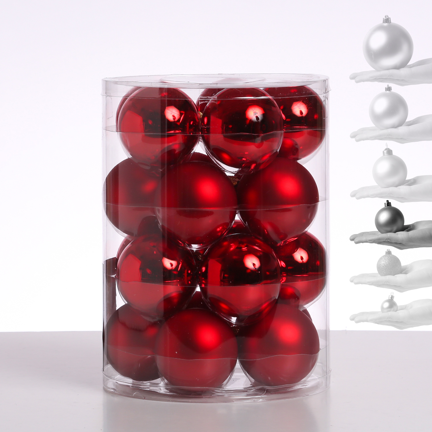 Christbaumkugel - Weihnachtsbaumkugel - Glas - D: 6cm - glänzend und matt - rot - 20er Set