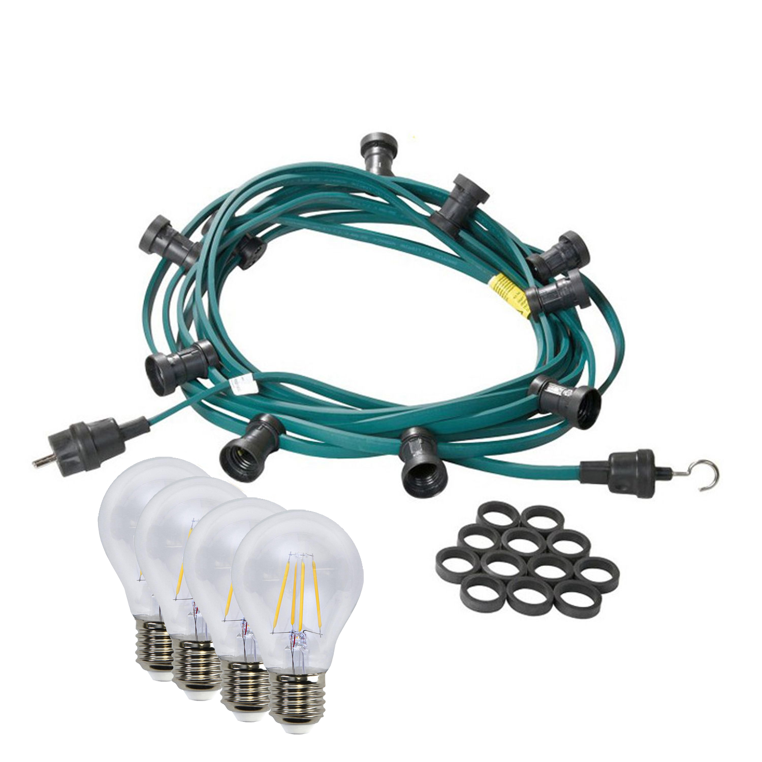 Illu-/Partylichterkette 5m - Außenlichterkette grün - Made in Germany - 5 dimmbare Filament LED