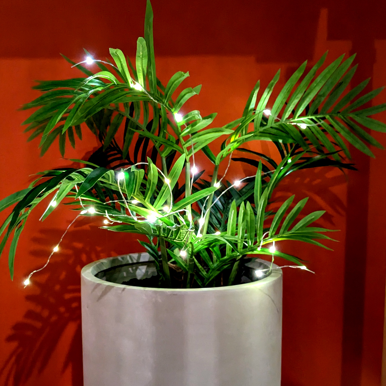 LED Draht Lichtbündel - Pflanzenbeleuchtung - 40 warmweiße LED - L: 40cm - Timer - Batterie - silber