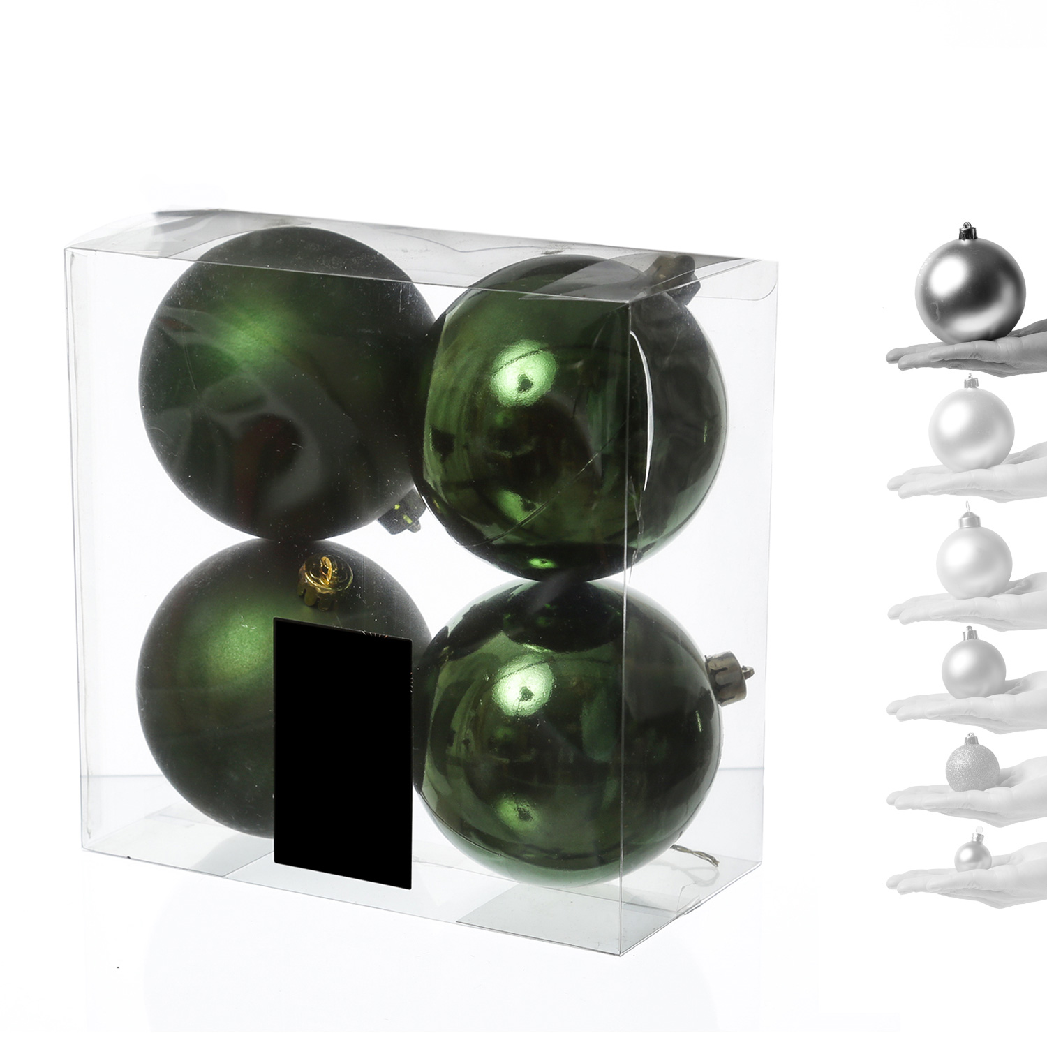 Christbaumkugel - Weihnachtsbaumkugel - bruchfest - D: 10cm - glänzend, matt - grün - 4er Set