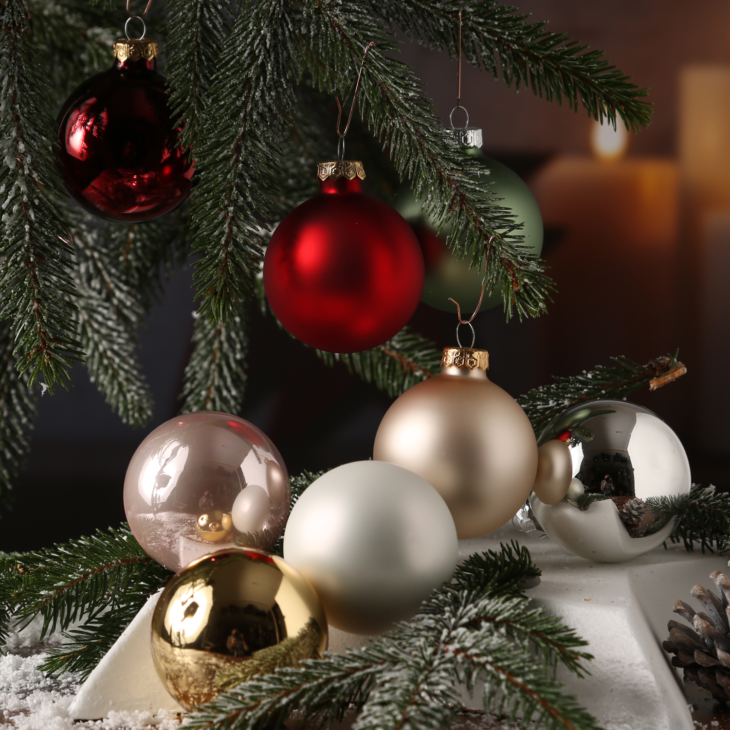 Christbaumkugel - Weihnachtsbaumkugel - Glas - D: 6cm - glänzend und matt - silber - 20er Set