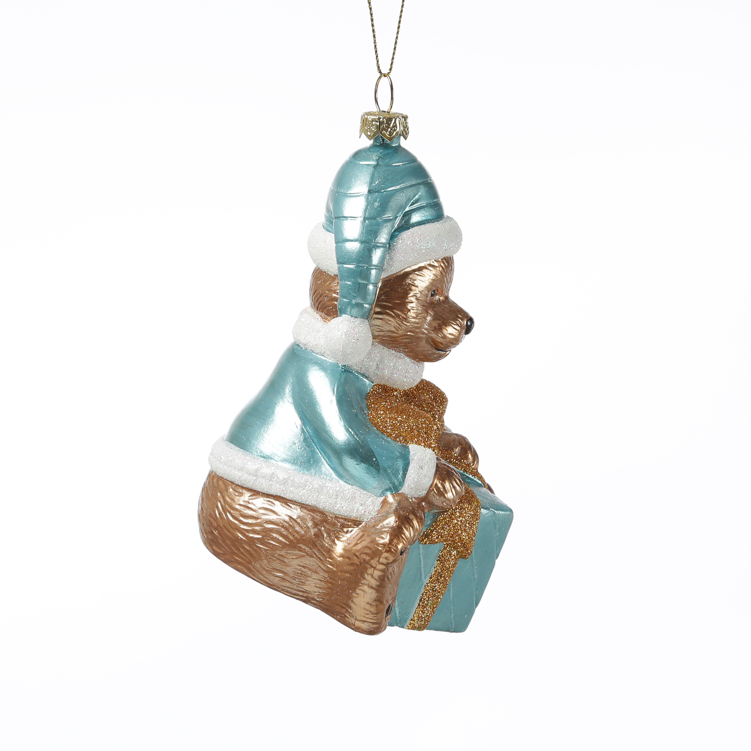 Weihnachtsbaumschmuck Teddybär mit Geschenk - Christbaumschmuck - Kunststoff - H: 13cm