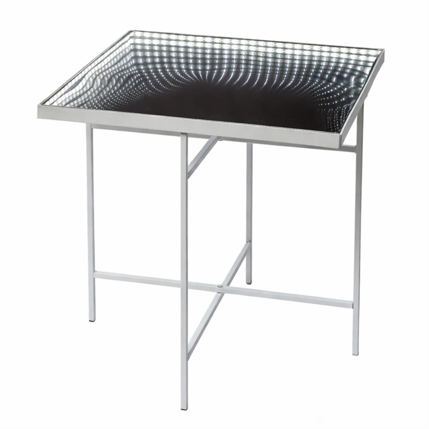 LED Tisch  - eckig - Endlos Optik - Infinity Spiegeltisch mit LED - L 475cm - Batterie - Timer