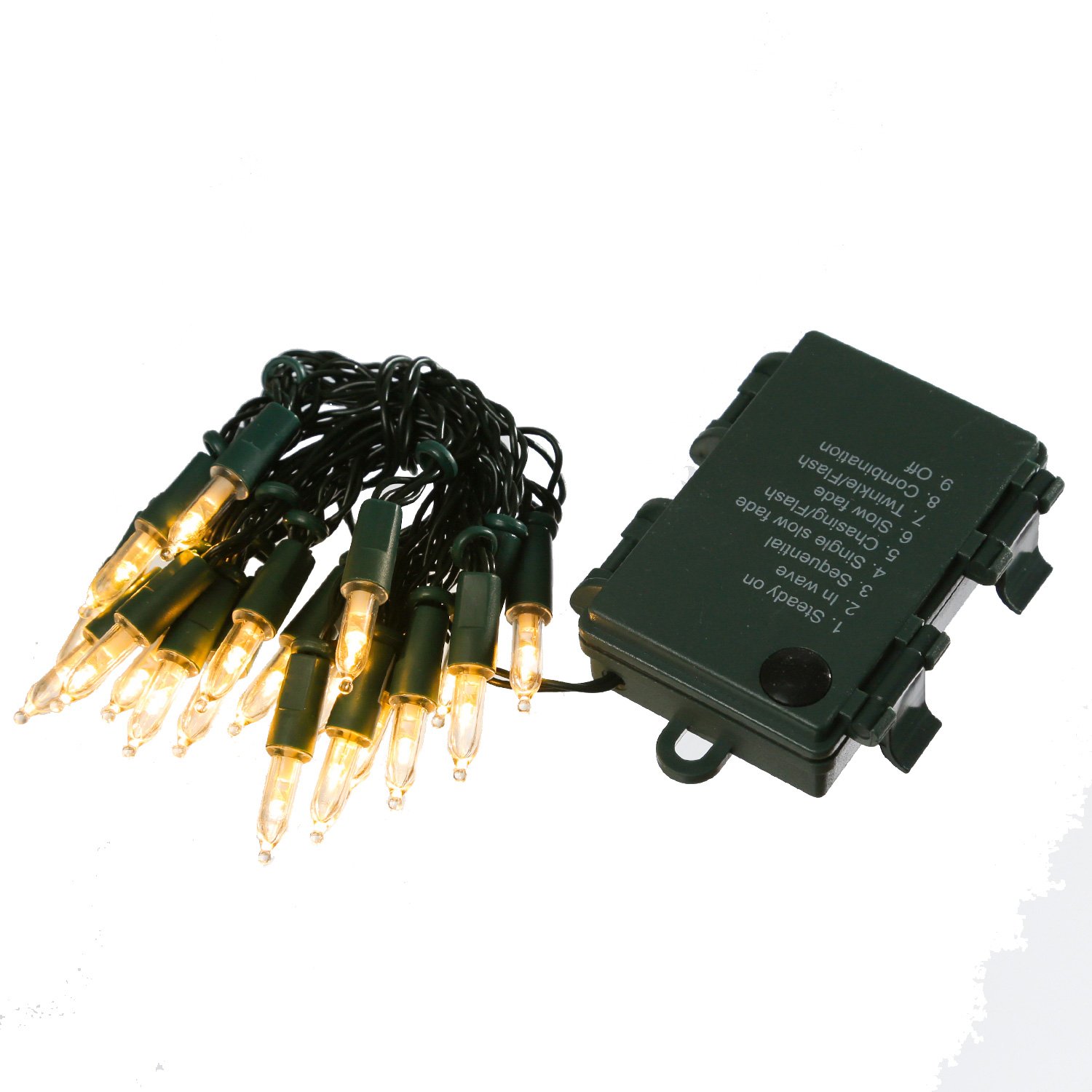 LED Lichterkette Pisello - Weihnachtslichterkette - 20 bernstein LED - 8 Funkt. - L: 1,9m - Batterie