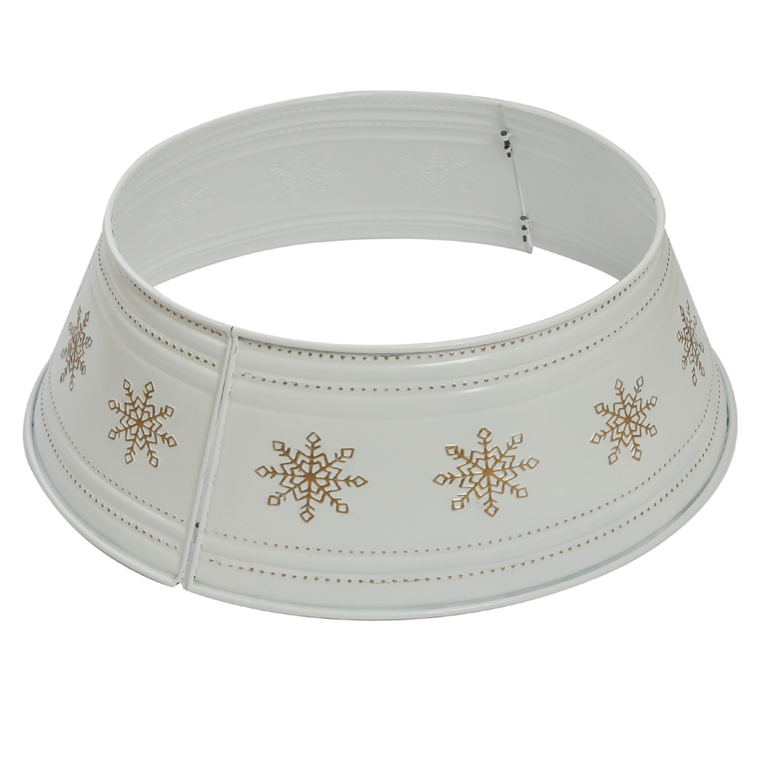 Weihnachtsbaumrock mit Schneeflocken - Abdeckung für Baumständer - D: 70cm - 2-teilig - weiß, gold