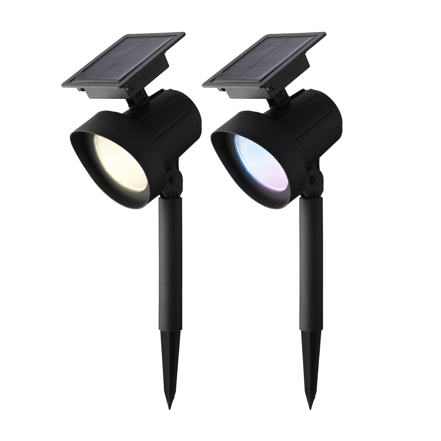 LED Solar Gartenstrahler - Gartenspot  - 8 Lichtfunktionen - 25 Lumen - H: 42,5cm -  2St.