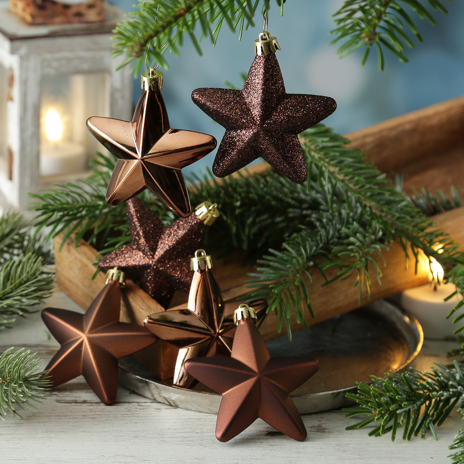 Christbaumschmuck STERN - Weihnachtsbaumschmuck - bruchfest - H: 7,5cm - grün