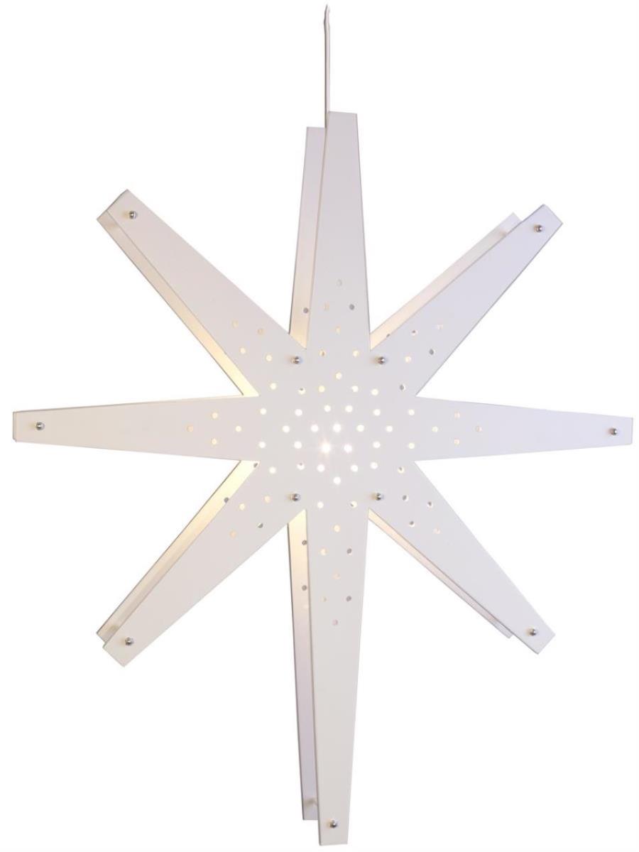 Holzstern -Tall- - haengend - 8-zackig - D 60cm- H- 70cm - inkl. Kabel - weiss