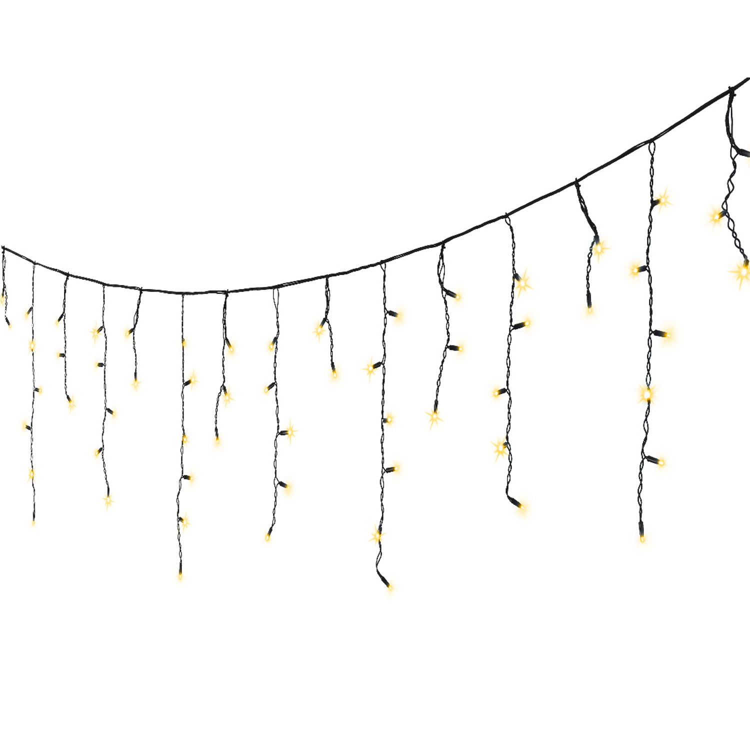 LED Lichtervorhang Eisregen - 175 bernstein LED - L: 7,5m, H: 50cm - Timer - 8 Funkt. -  Innen/Außen