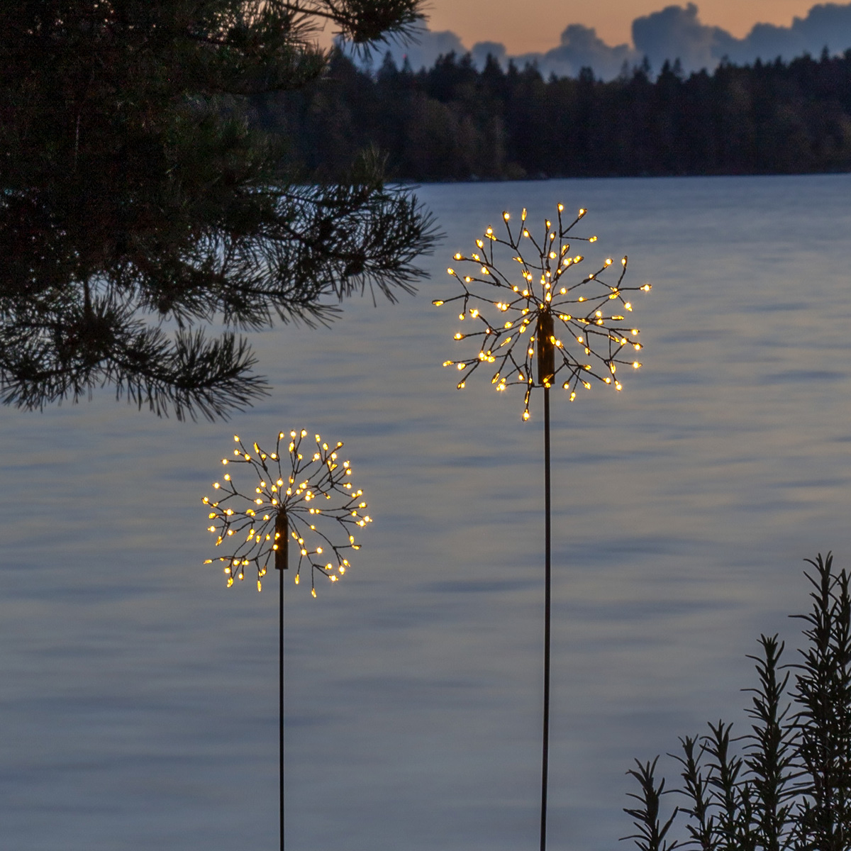 LED Solarstab "Firework" Gartendeko - 92 warmweiße LED - H: 85cm - Dämmerungssensor