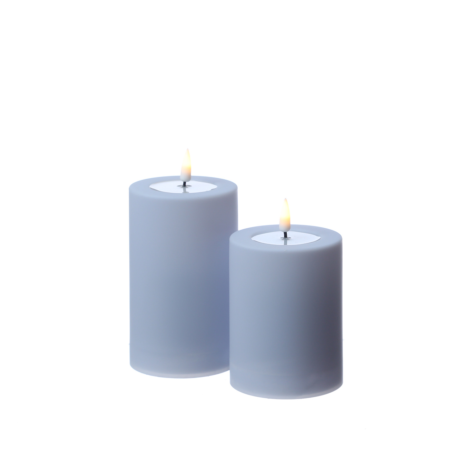 LED Stumpenkerze MIA - Kunststoff - realistische 3D Flamme - H: 10cm - outdoor - pastellblau