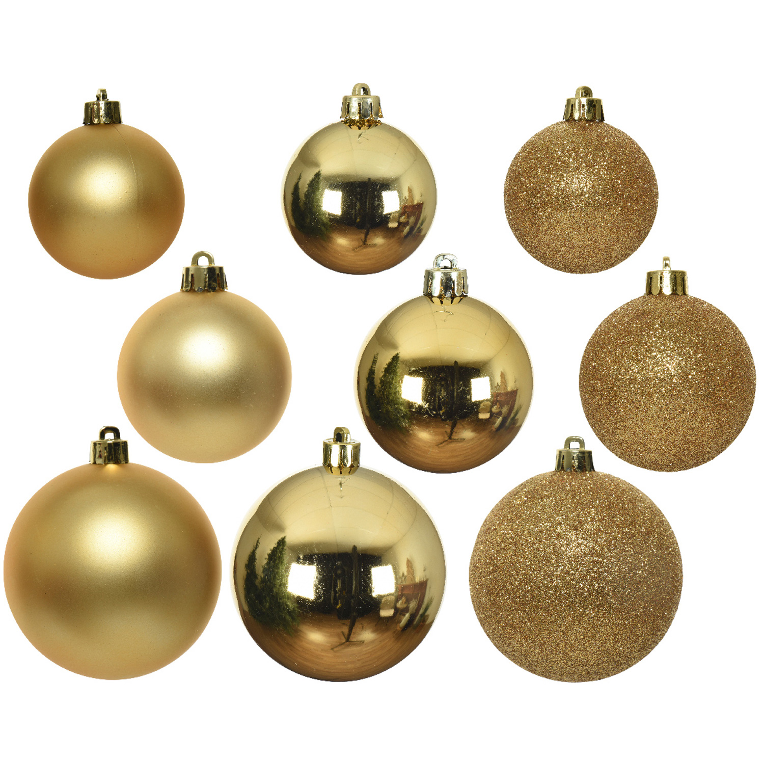 Christbaumkugel - Weihnachtsbaumkugel  - bruchfest - glänzend, matt und glitzernd - gold - 26er Set