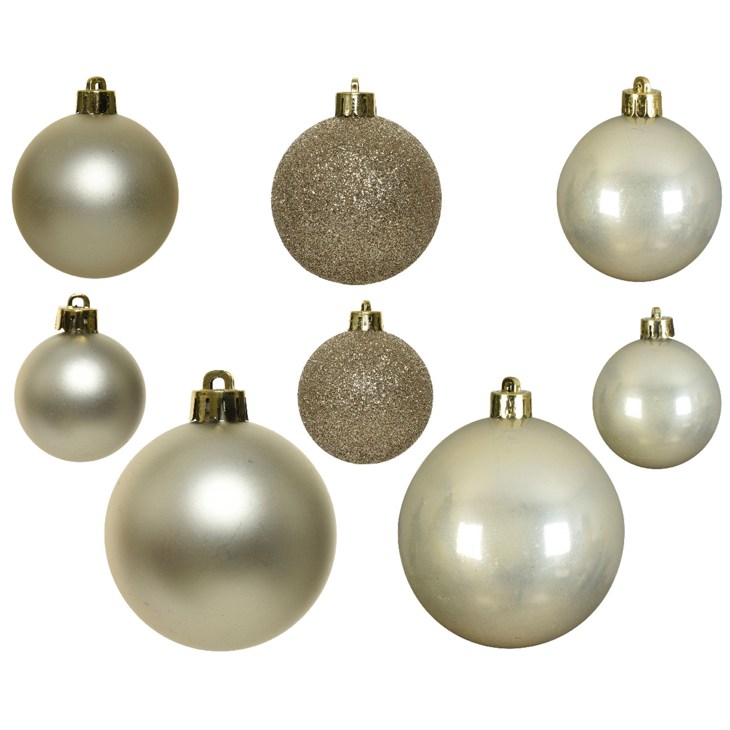 Christbaumkugel - Weihnachtsbaumkugel - bruchfest - glänzend matt glitzernd - champagner - 26er Set