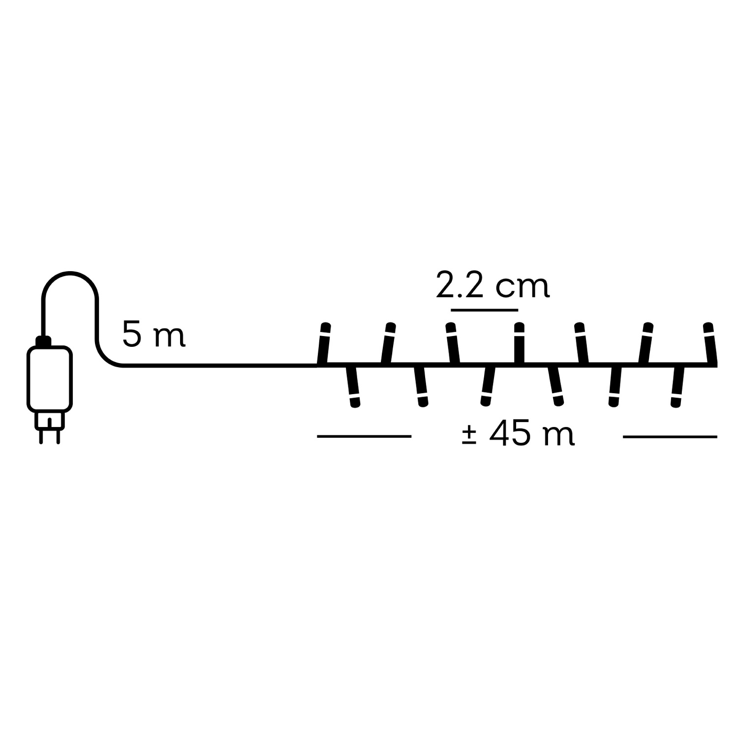 LED Lichterkette - XXL Weihnachtslichterkette - 2000 bernstein LED - L: 45m - 8Modi/ Timer - Außen