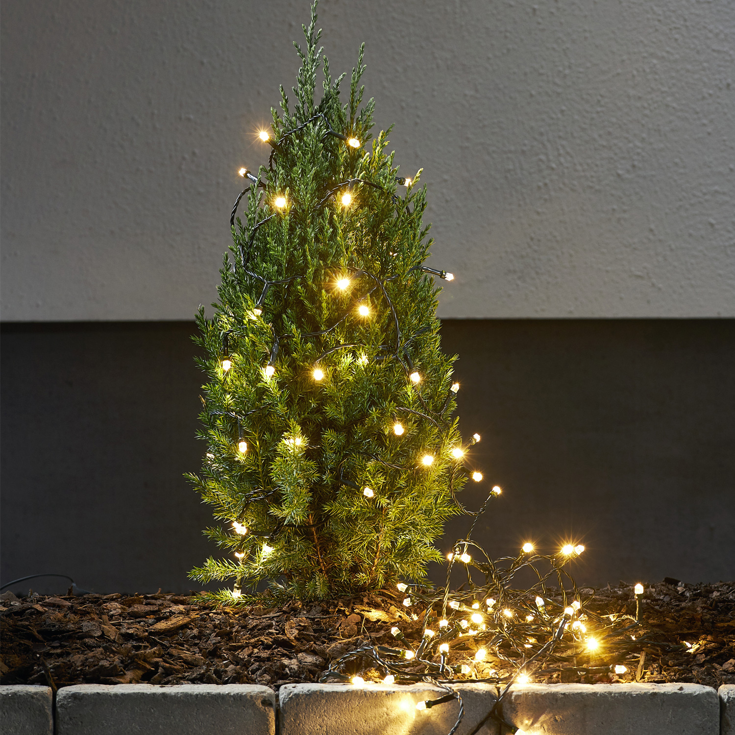 LED Lichterkette DIAMANT - 100 warmweiße LED - Diamantschliff - 6,9m - 8 Funktionen - Timer - Außen