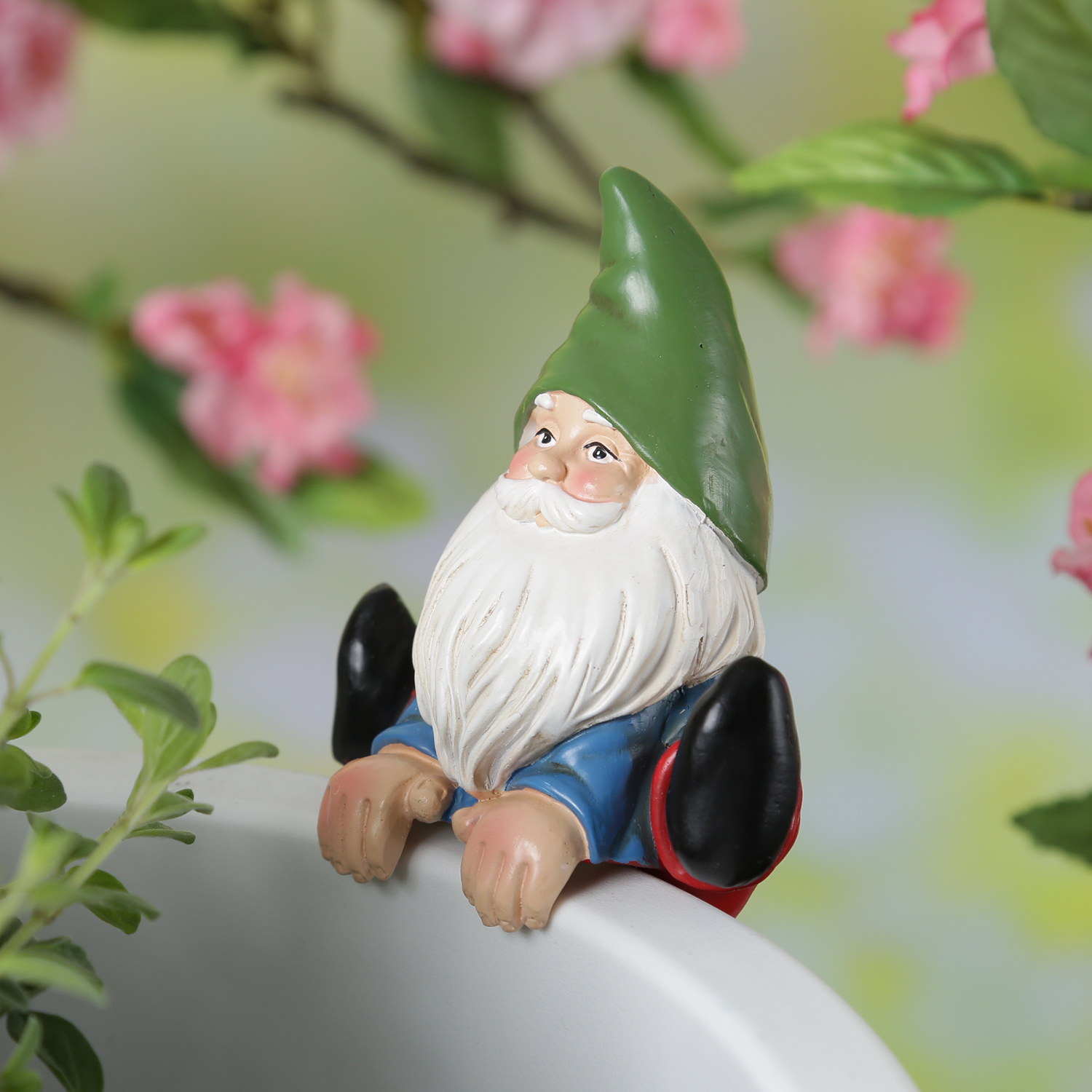 Blumentopfhänger Gartenzwerg - lustige Dekofigur als Topfhänger - Gartenfigur - Polyresin - H: 10cm