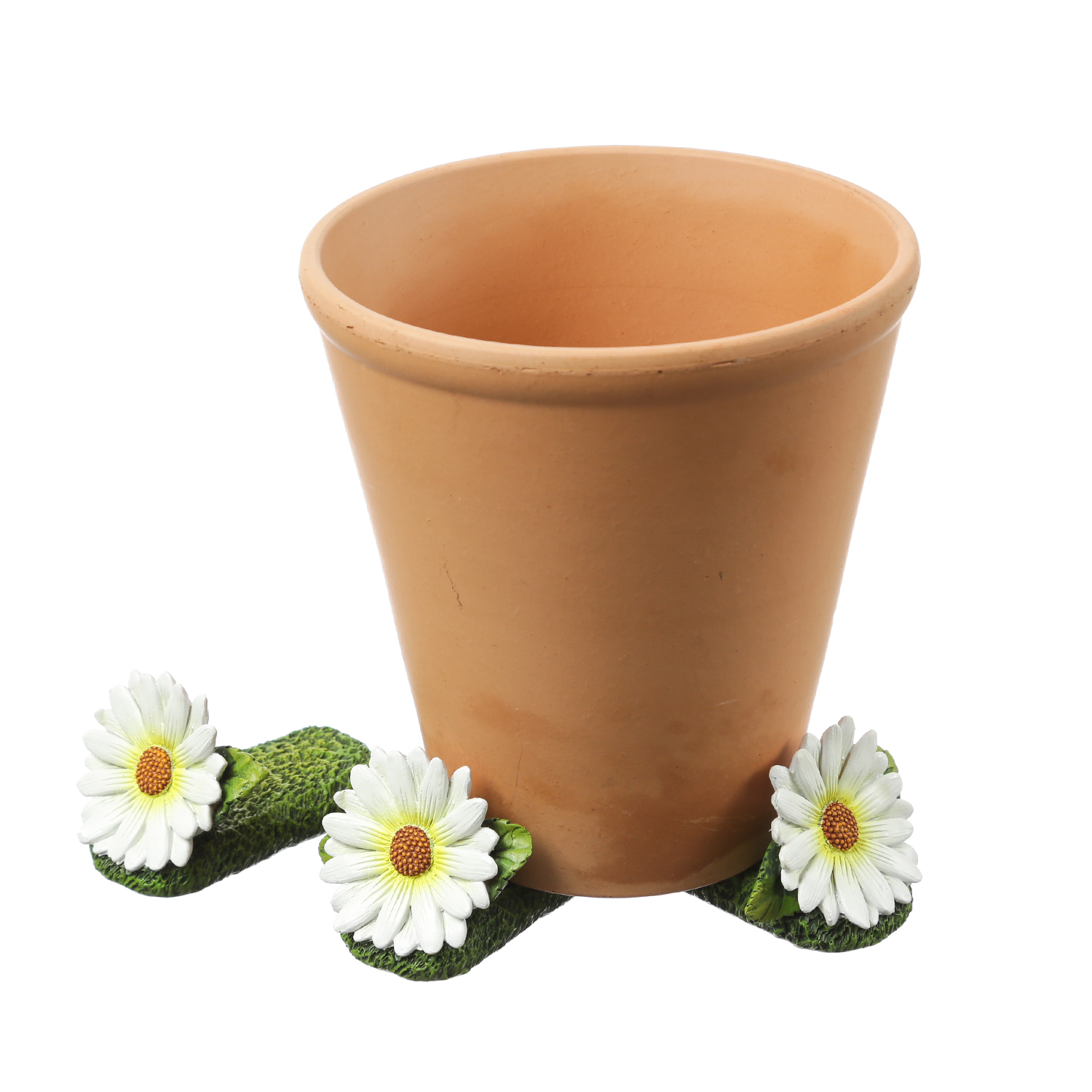 Blumentopffüße weiße Blumen - Pflanzkübel Untersetzer - Kübelfüße - Polyresin - 3er Set